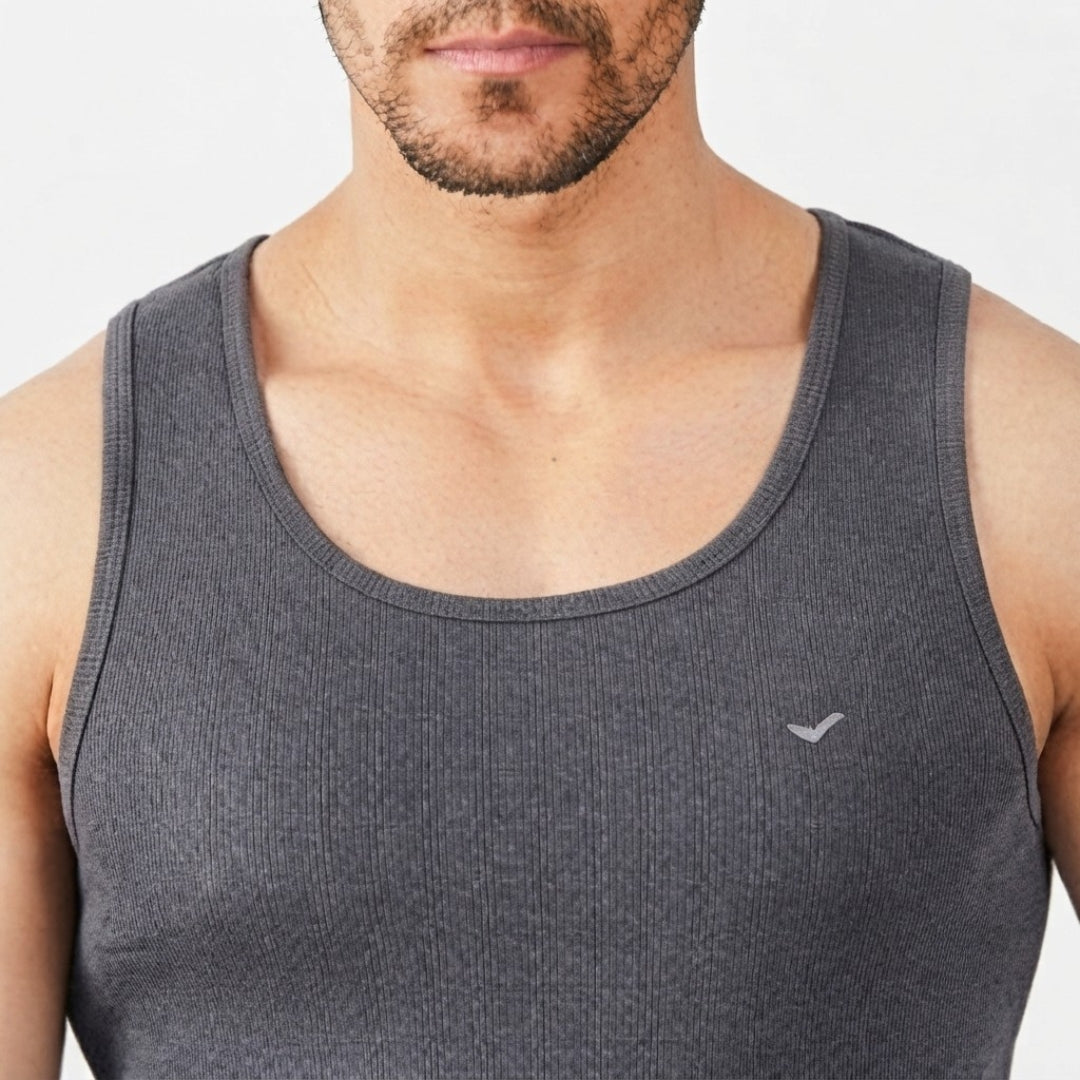 Dark Grey Ribbed Tank Top 220 GSM
