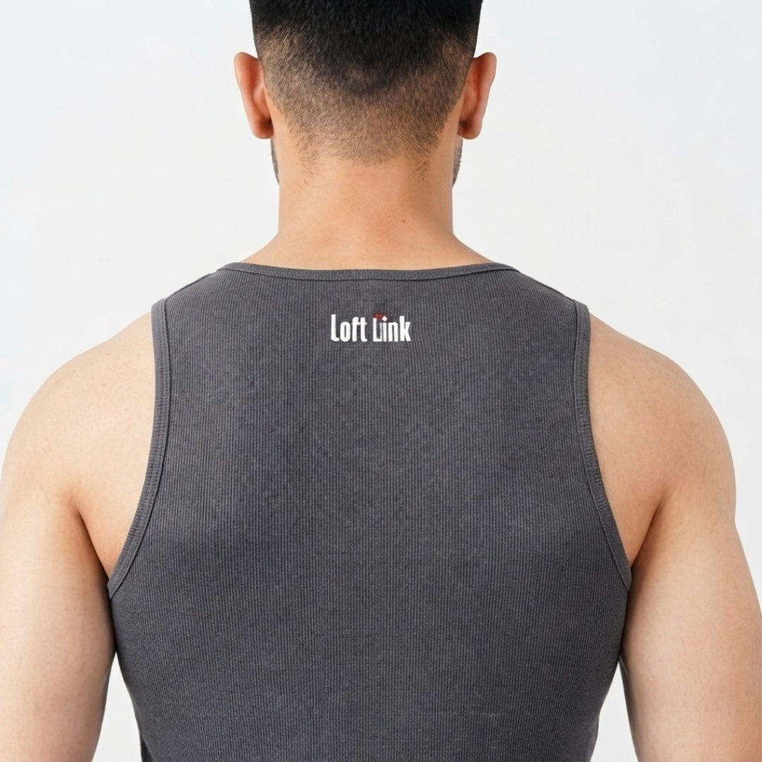 Dark Grey Ribbed Tank Top 220 GSM
