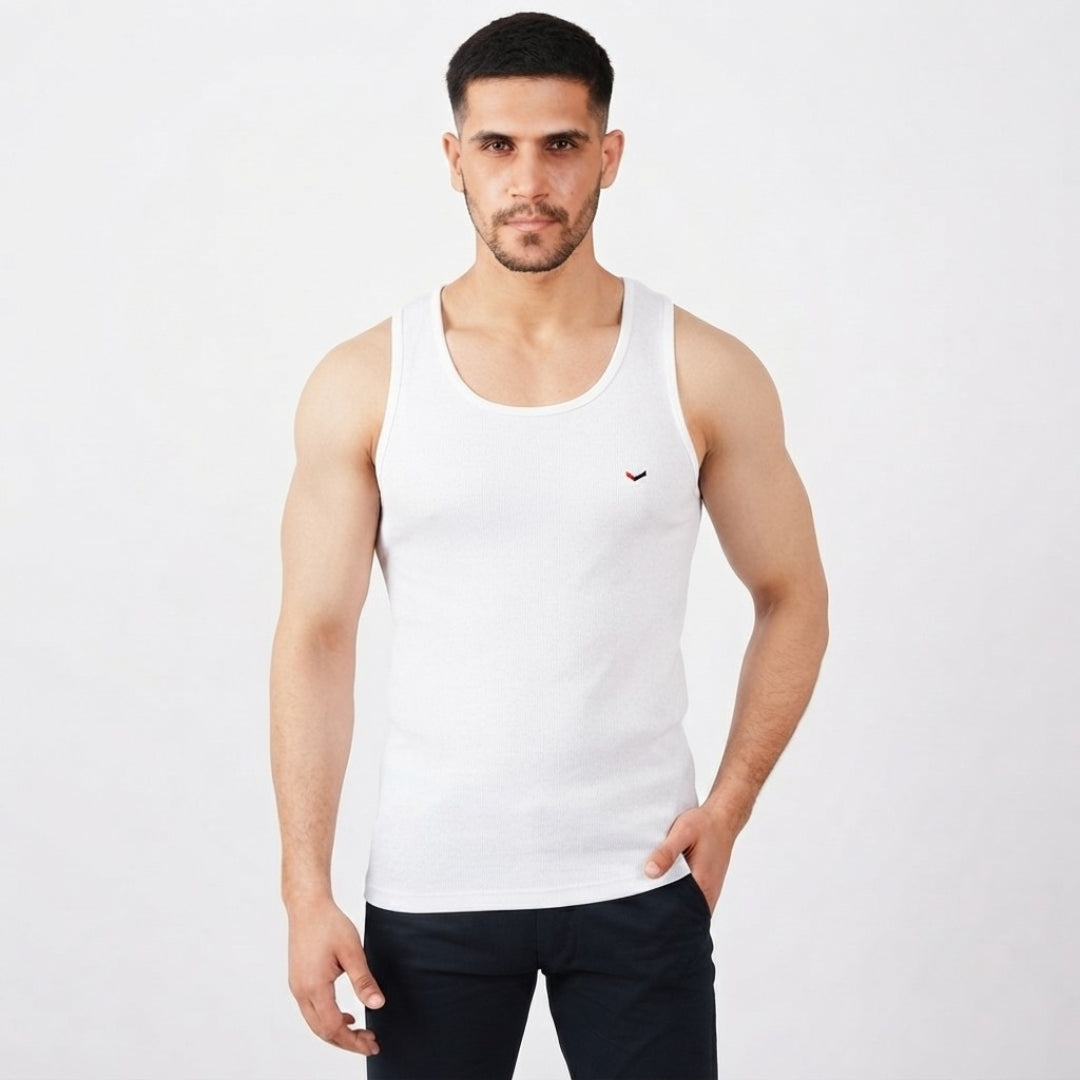 White Ribbed Tank Top 220 GSM