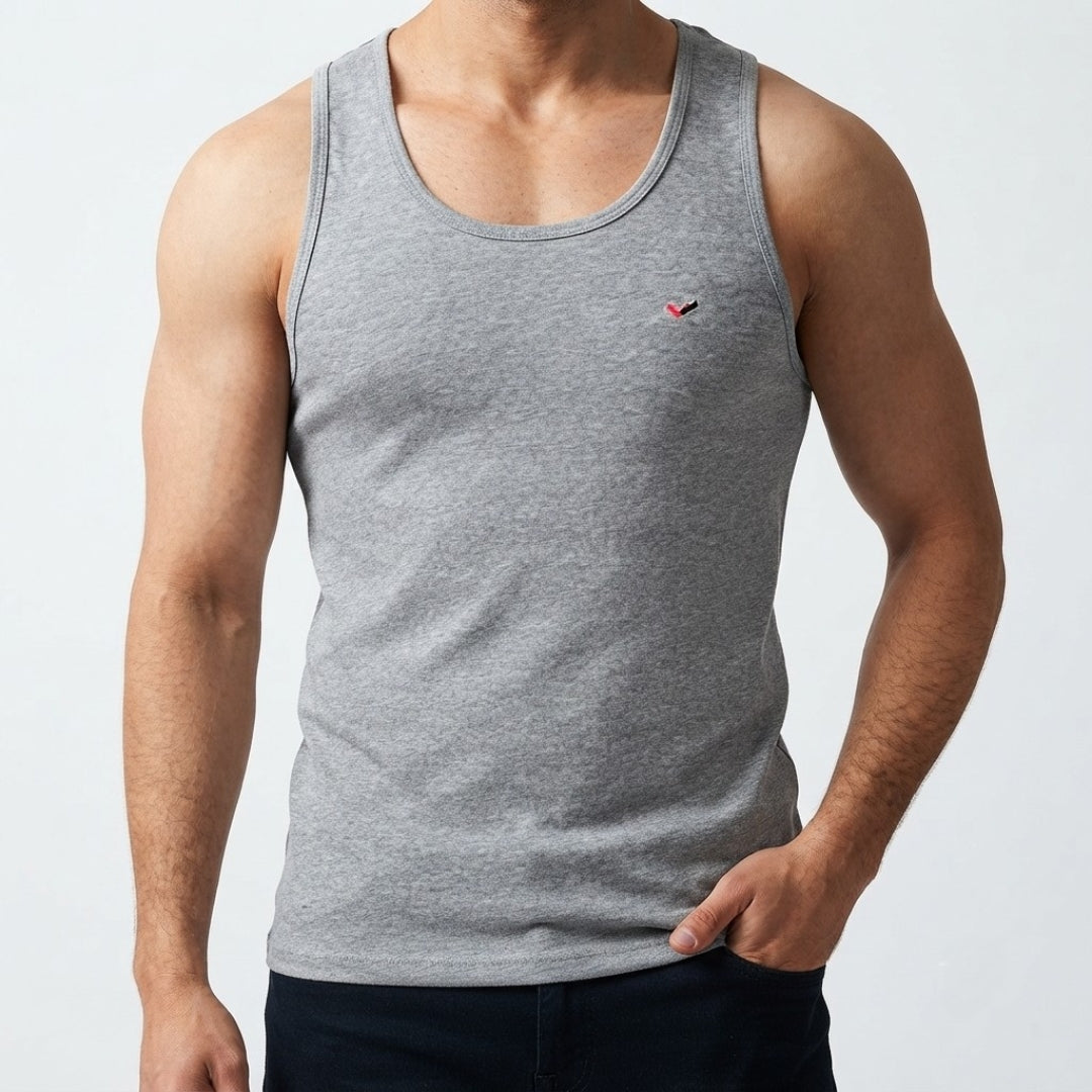 Light Grey Ribbed Tank Top 220 GSM