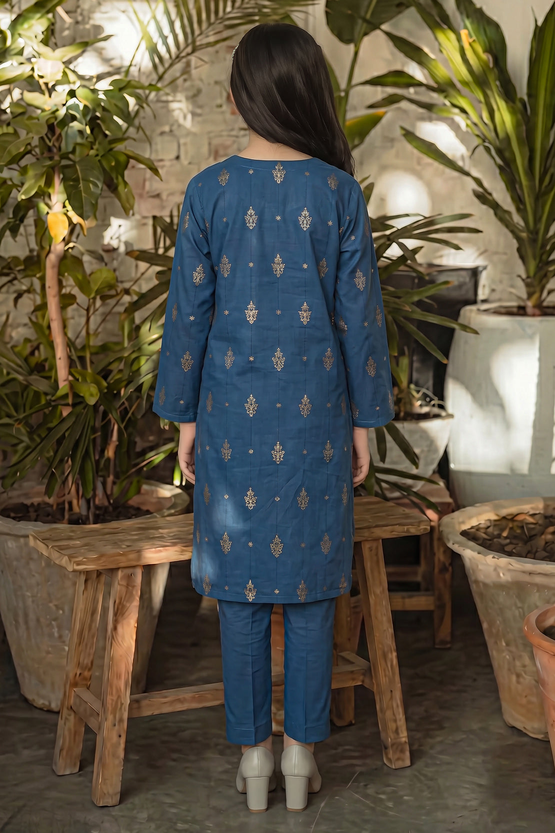 Stitched Cotton Jacquard 2 Piece (Shirt/trouser) For Kids