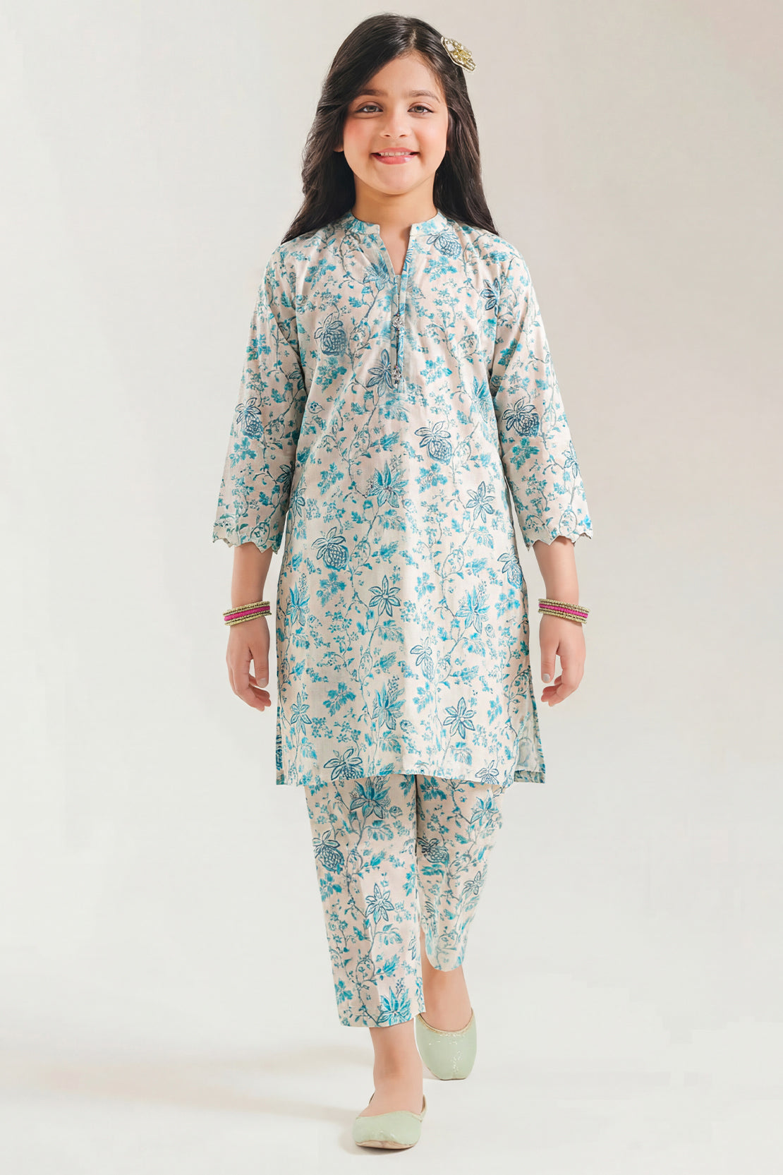 Printed Self Lawn Stitched 2 Piece (Shirt/Trouser) For Kids