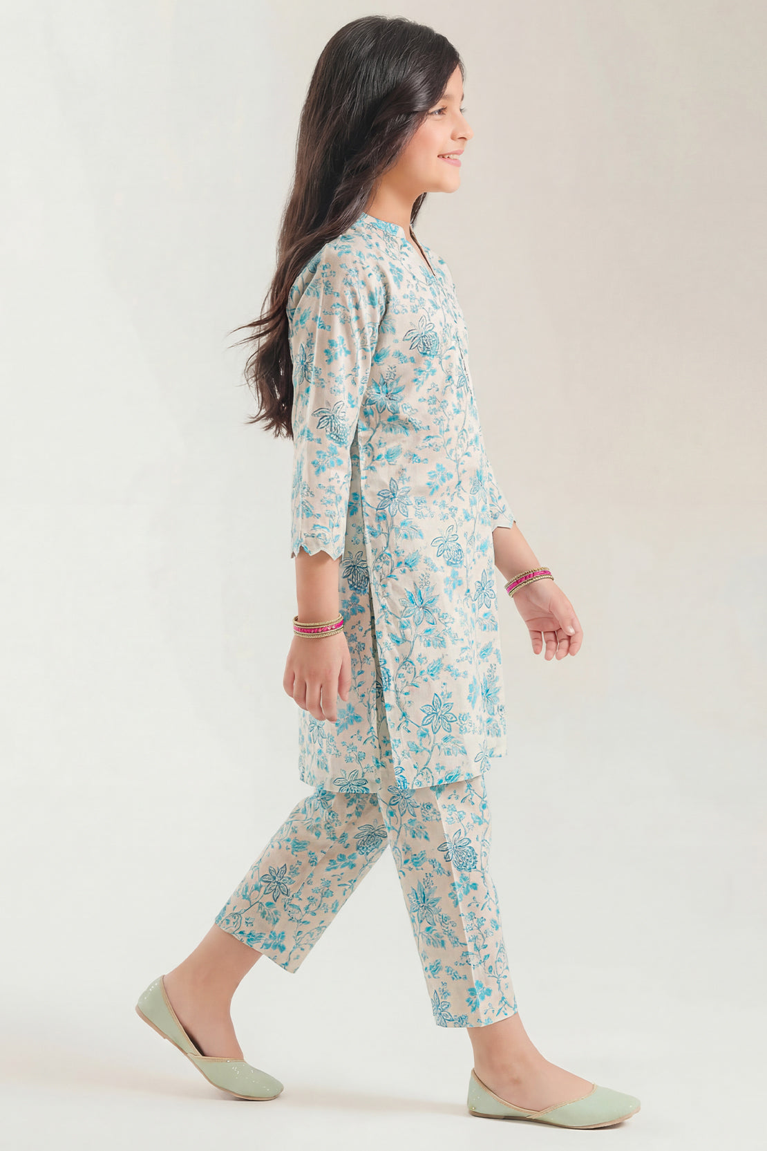 Printed Self Lawn Stitched 2 Piece (Shirt/Trouser) For Kids
