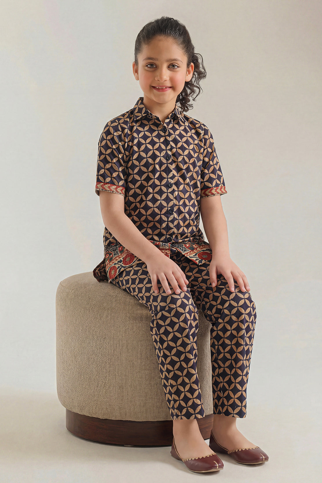 Printed Self Lawn Stitched 2 Piece (Shirt/Trouser) For Kids