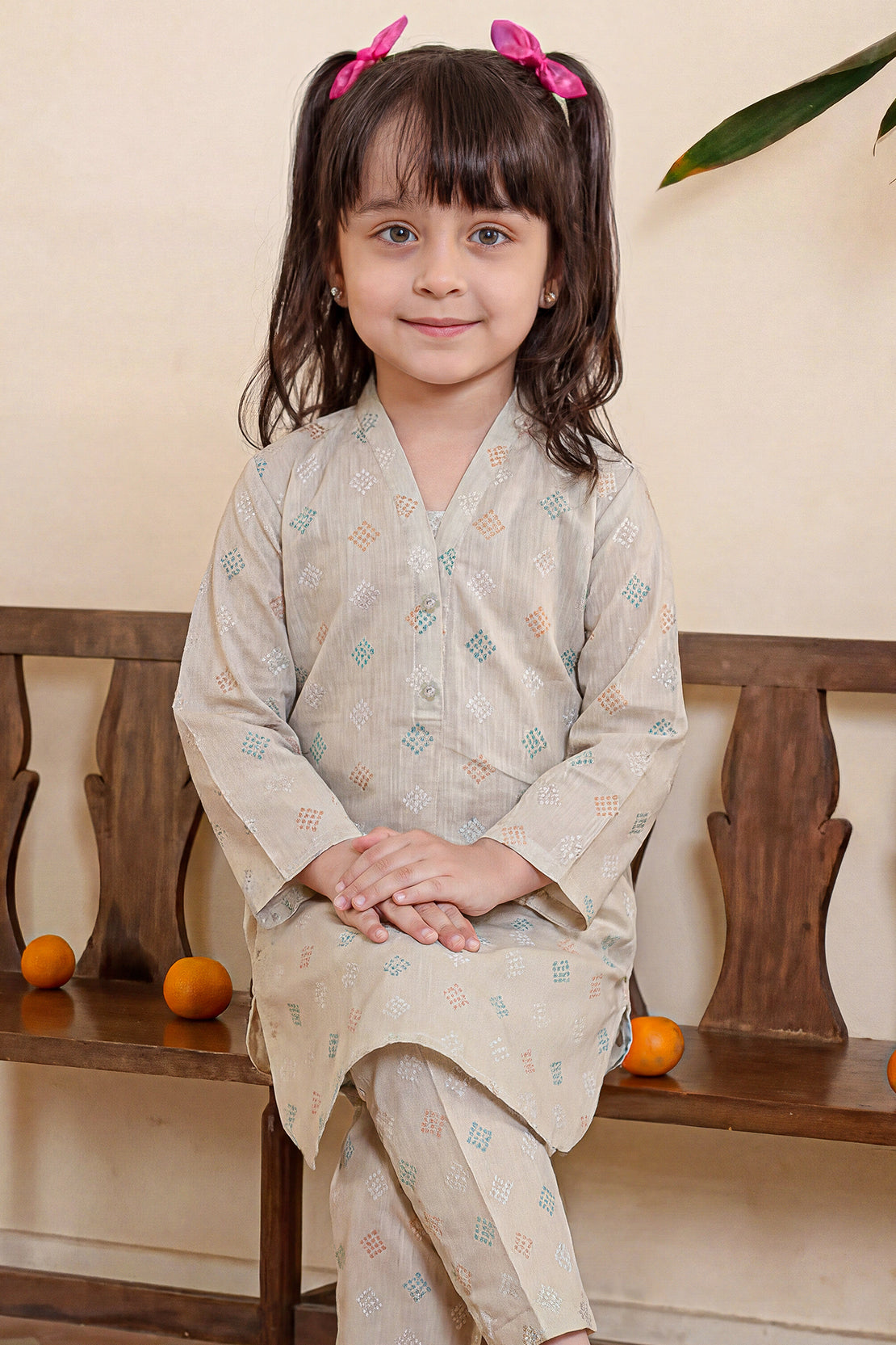 Printed Self Lawn Stitched 2 Piece (Shirt/Trouser) For Kids