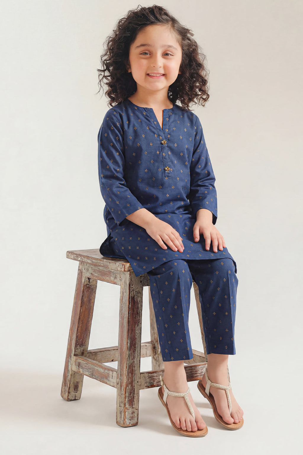 Stitched Cotton Jacquard 2 Piece (Shirt/trouser) For Kids