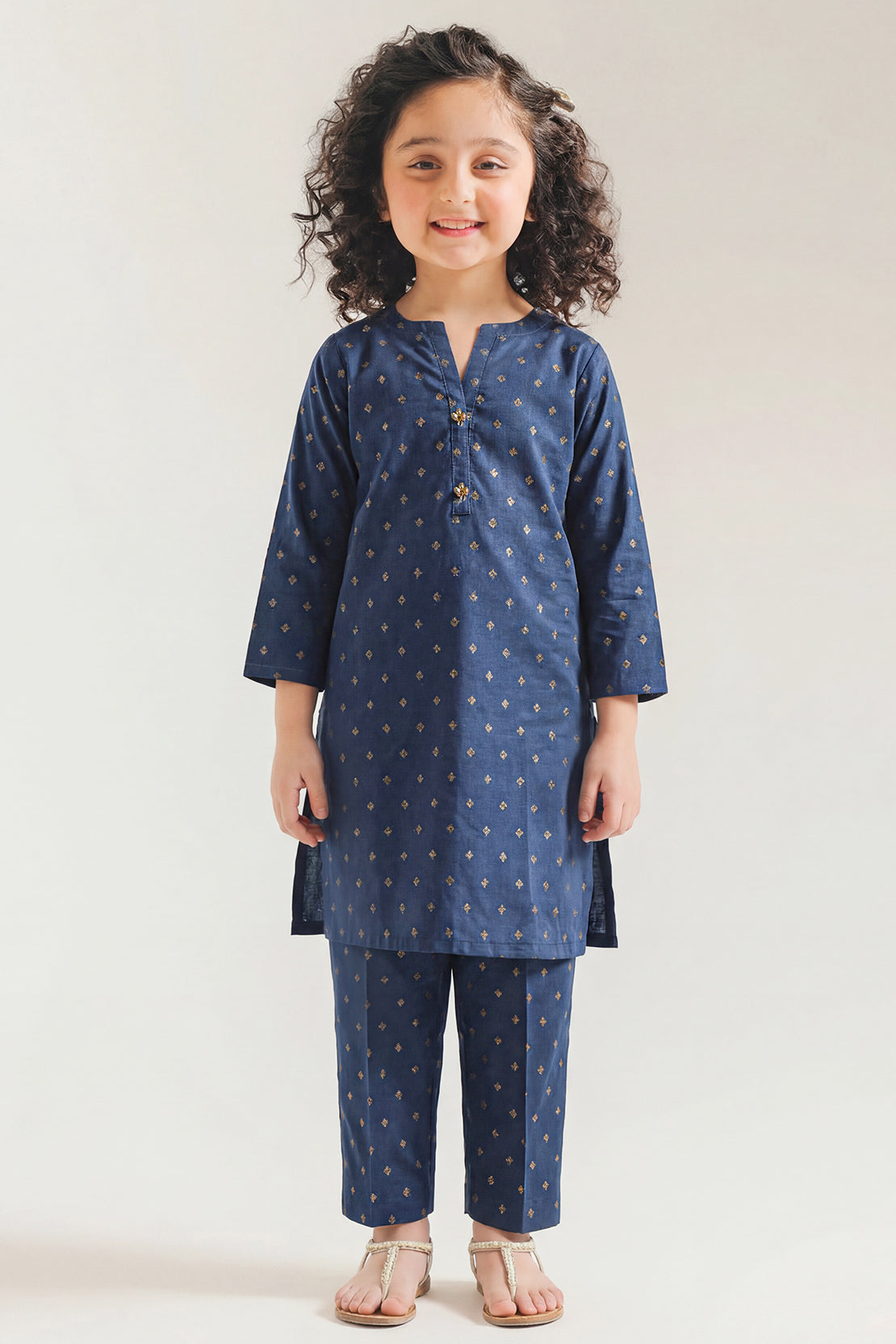 Stitched Cotton Jacquard 2 Piece (Shirt/trouser) For Kids