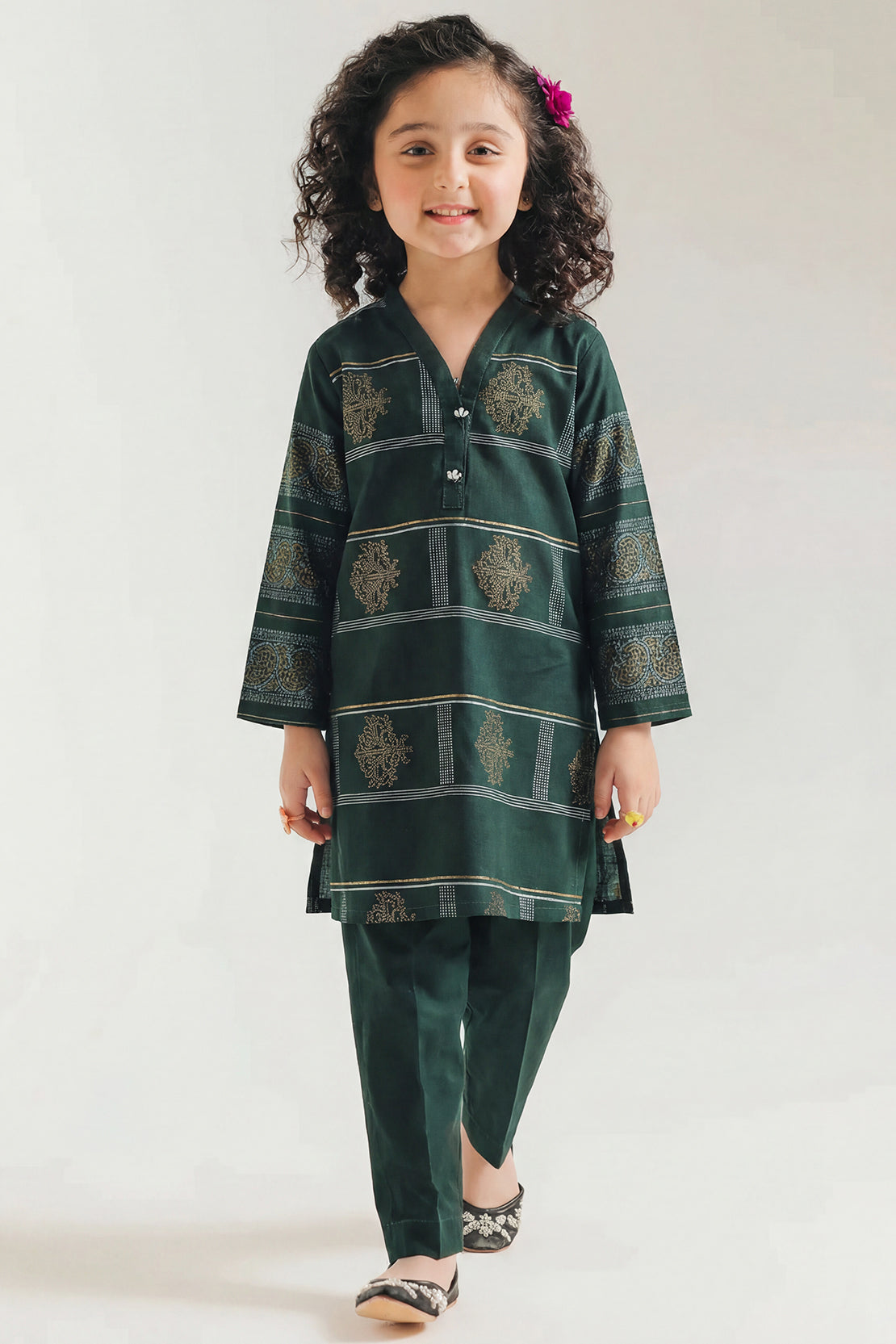 Stitched Cotton Jacquard 2 Piece (Shirt/trouser) For Kids