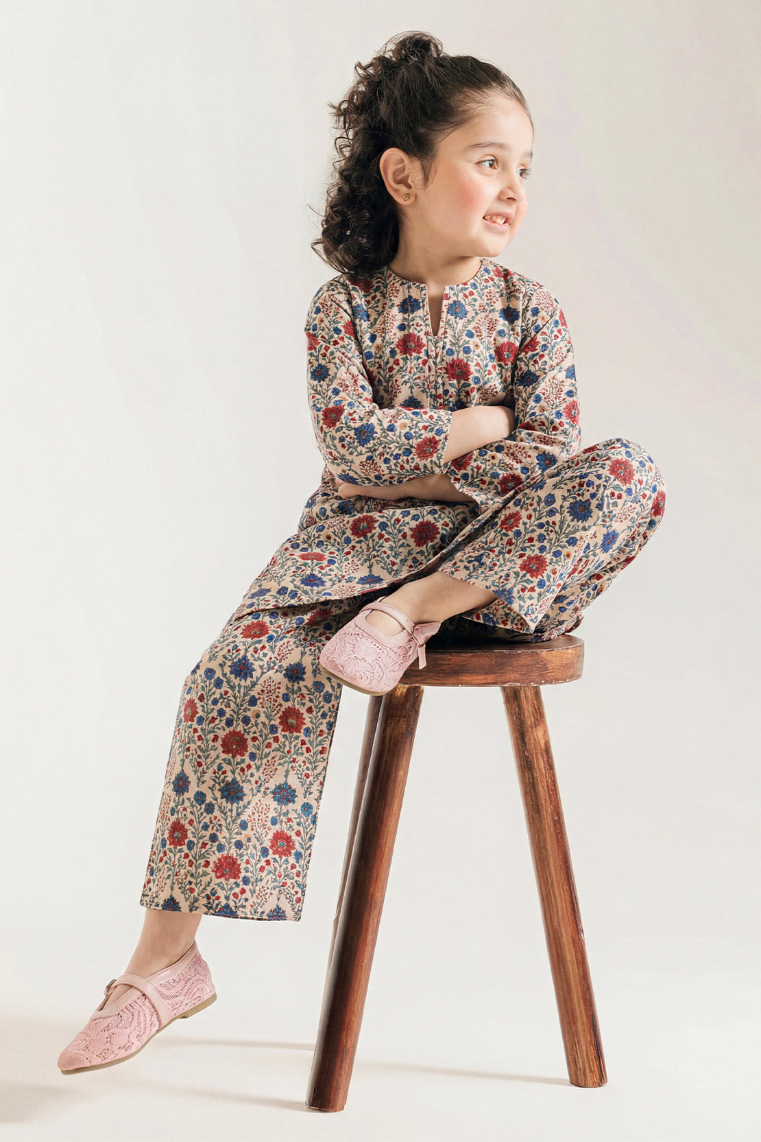 Printed Self Lawn Stitched 2 Piece (Shirt/Trouser) For Kids