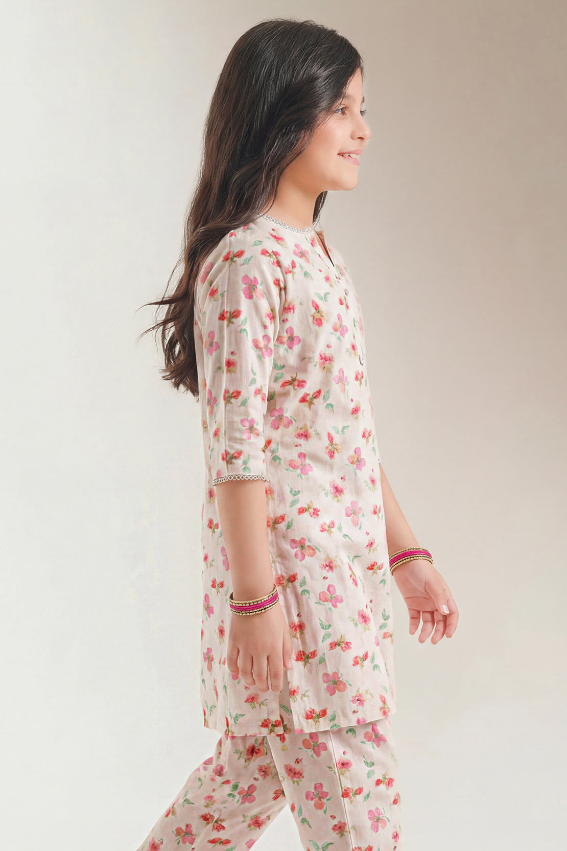 Printed Self Lawn Stitched 2 Piece (Shirt/Trouser) For Kids