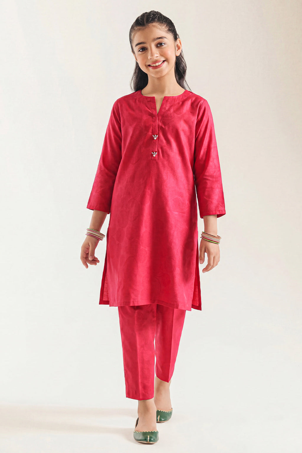 Stitched Cotton Jacquard 2 Piece (Shirt/trouser) For Kids