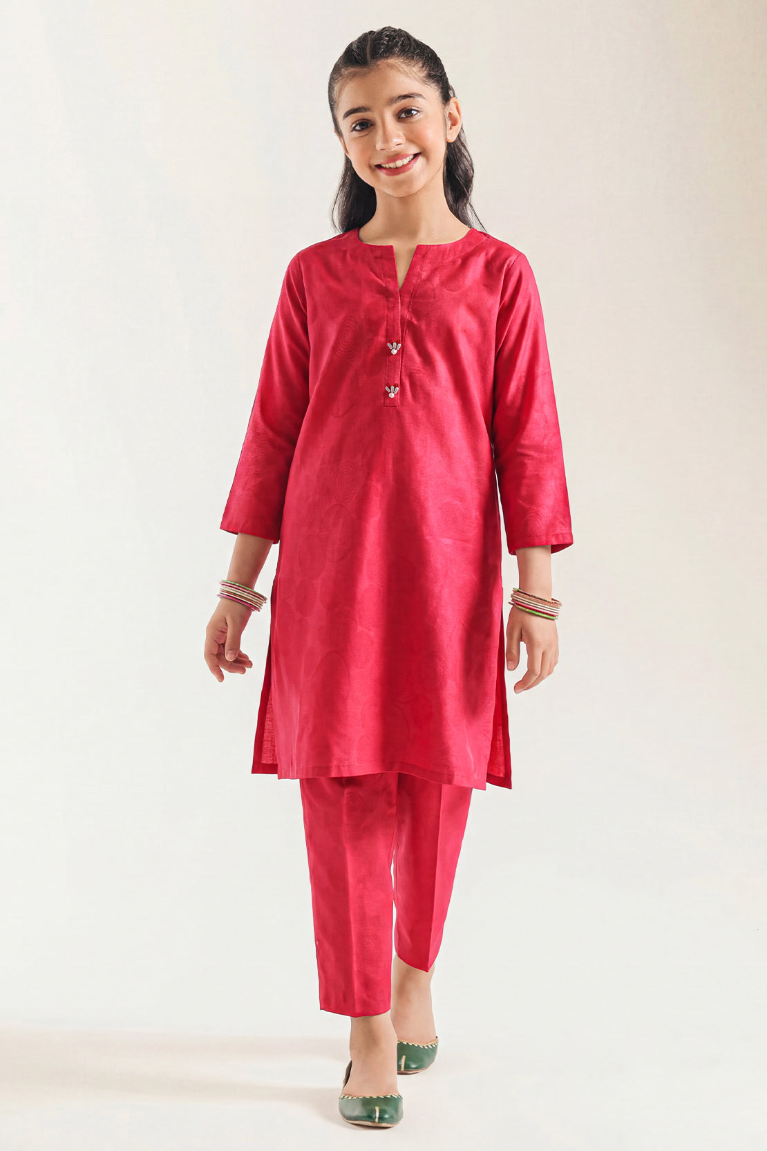 Stitched Cotton Jacquard 2 Piece (Shirt/trouser) For Kids