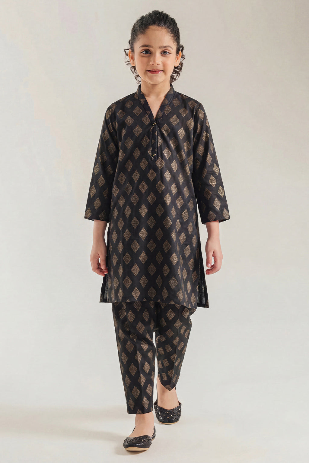 Stitched Cotton Jacquard 2 Piece (Shirt/trouser) For Kids
