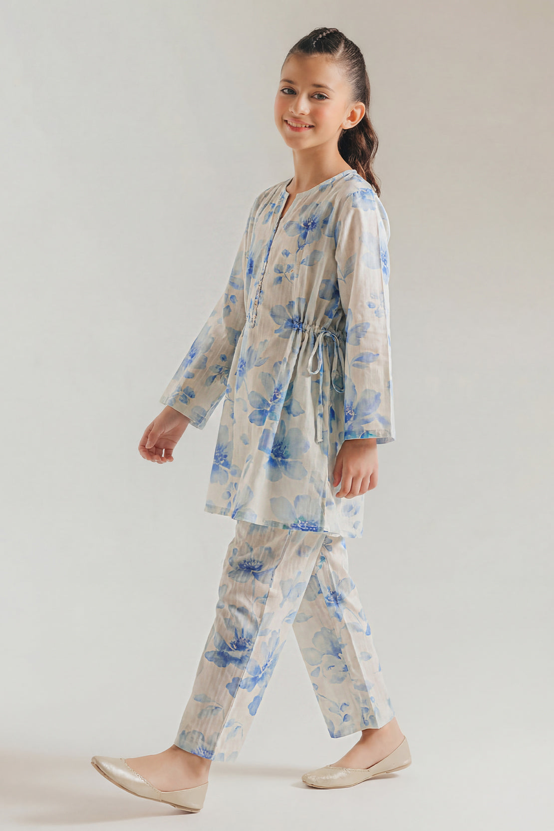 Printed Self Lawn Stitched 2 Piece (Shirt/Trouser) For Kids