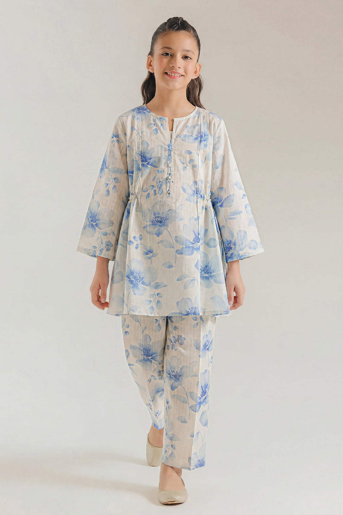 Printed Self Lawn Stitched 2 Piece (Shirt/Trouser) For Kids
