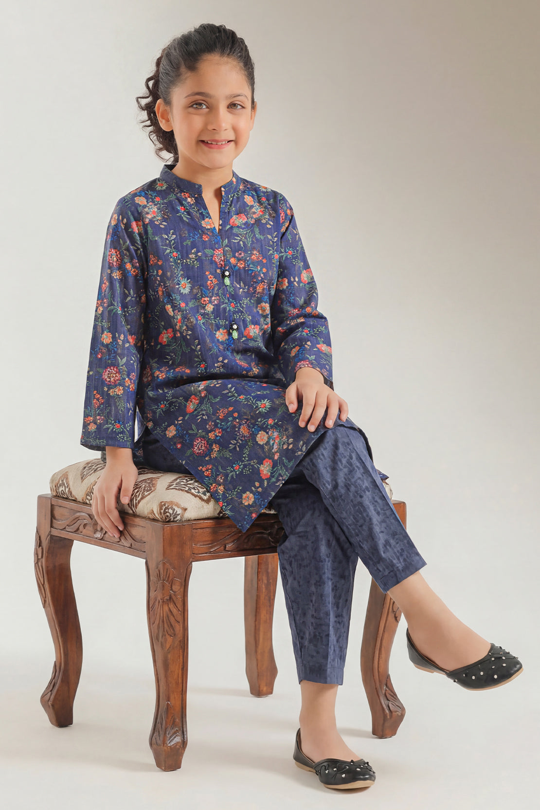 Printed Self Lawn Stitched 2 Piece (Shirt/Trouser) For Kids