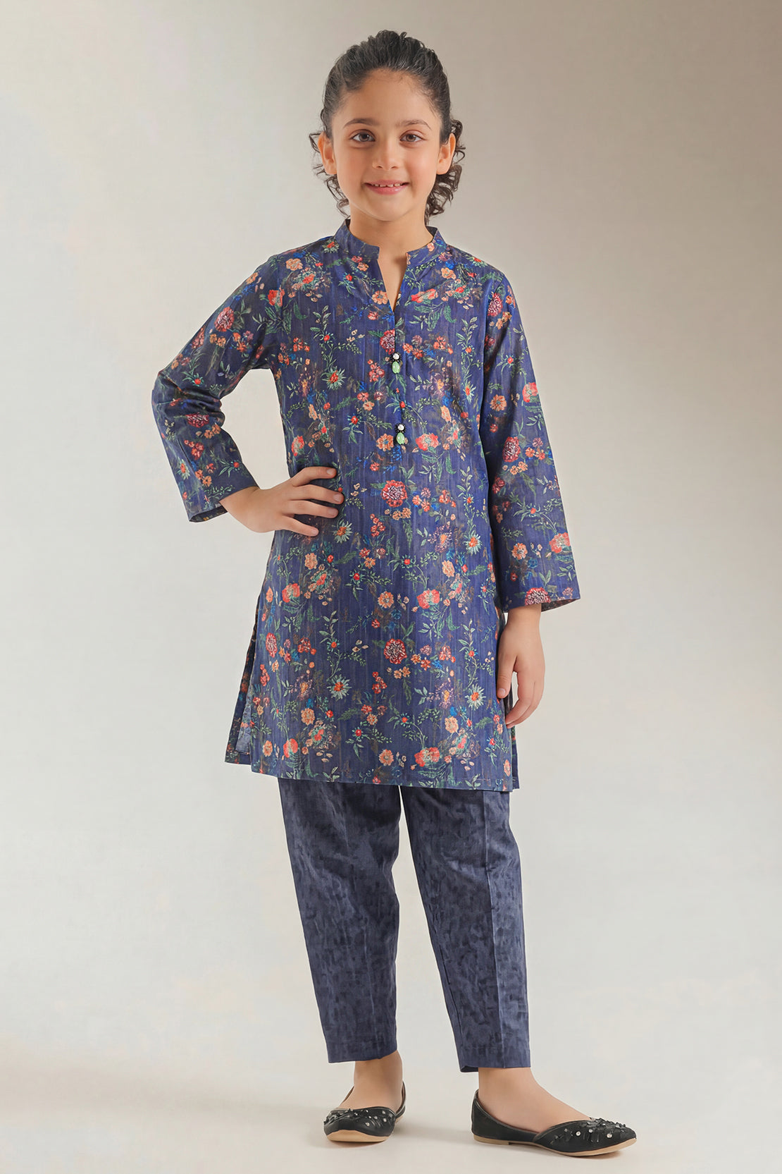 Printed Self Lawn Stitched 2 Piece (Shirt/Trouser) For Kids