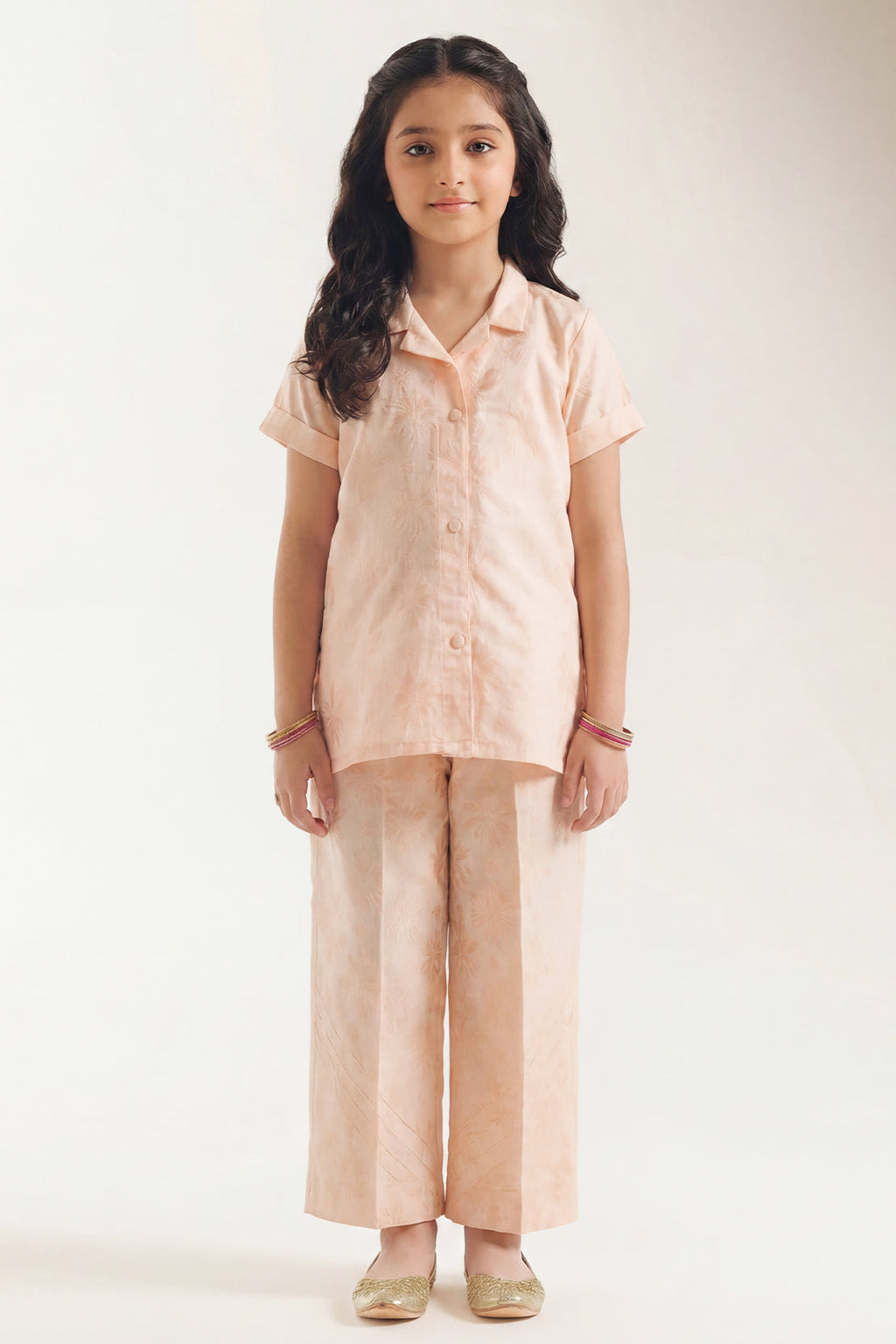 Stitched Cotton Jacquard 2 Piece (Shirt/trouser) For Kids