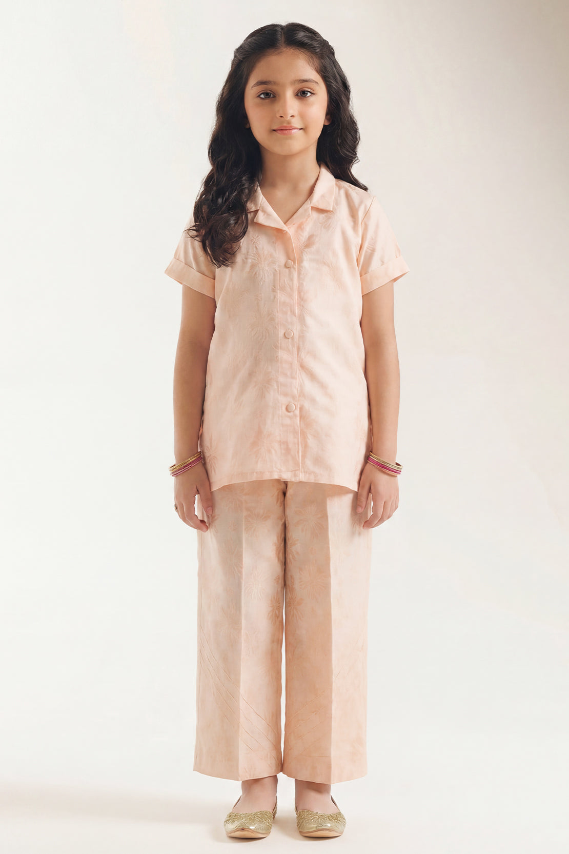 Stitched Cotton Jacquard 2 Piece (Shirt/trouser) For Kids