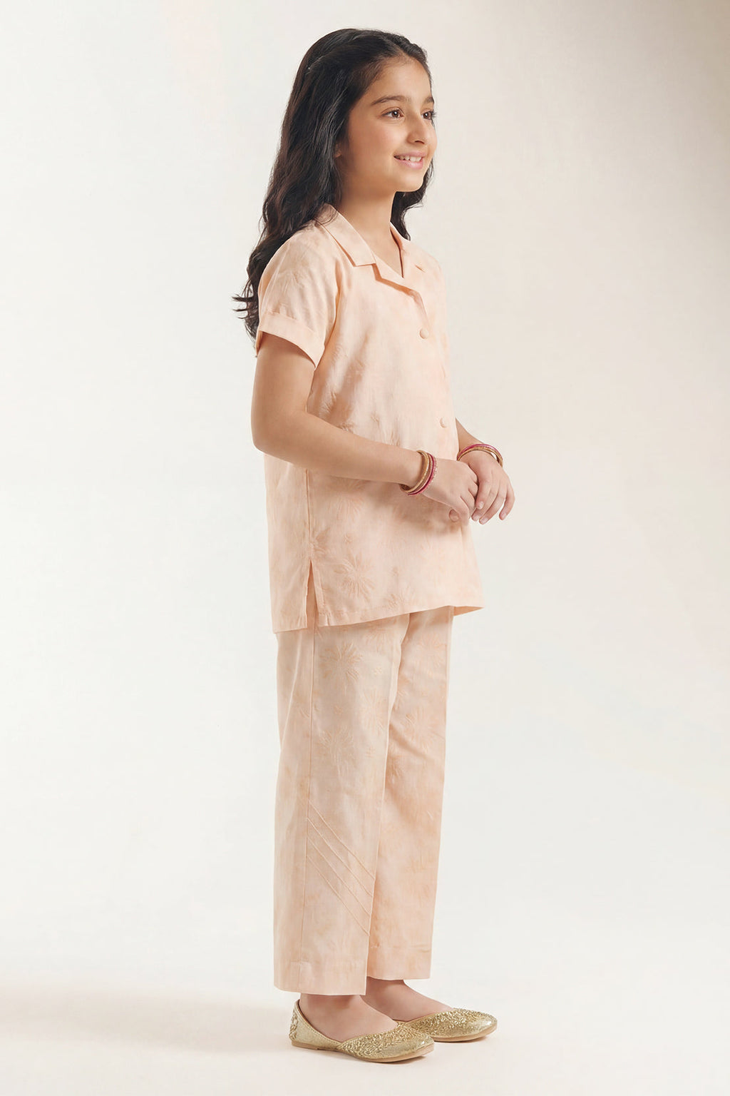 Stitched Cotton Jacquard 2 Piece (Shirt/trouser) For Kids