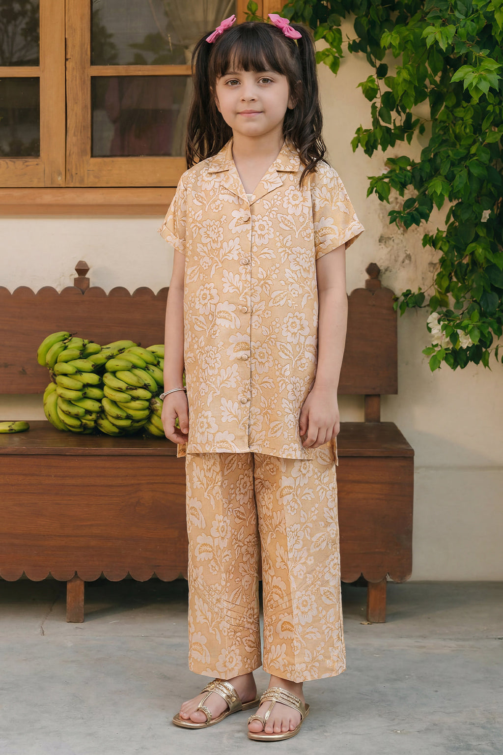 Stitched Cotton Jacquard 2 Piece (Shirt/trouser) For Kids