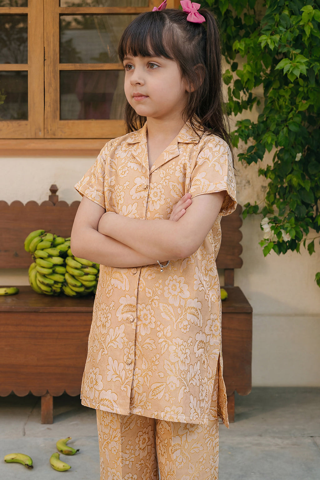 Stitched Cotton Jacquard 2 Piece (Shirt/trouser) For Kids