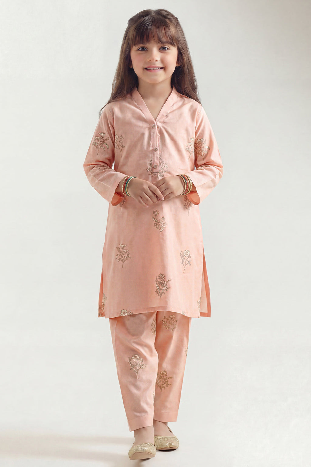 Stitched Cotton Jacquard 2 Piece (Shirt/trouser) For Kids