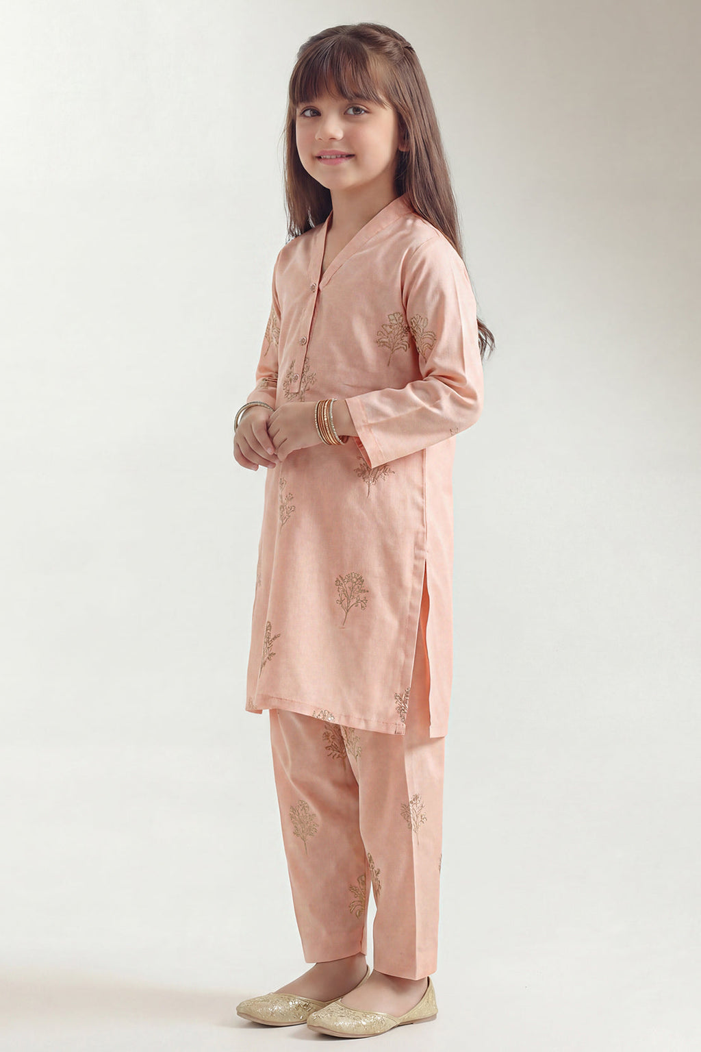 Stitched Cotton Jacquard 2 Piece (Shirt/trouser) For Kids