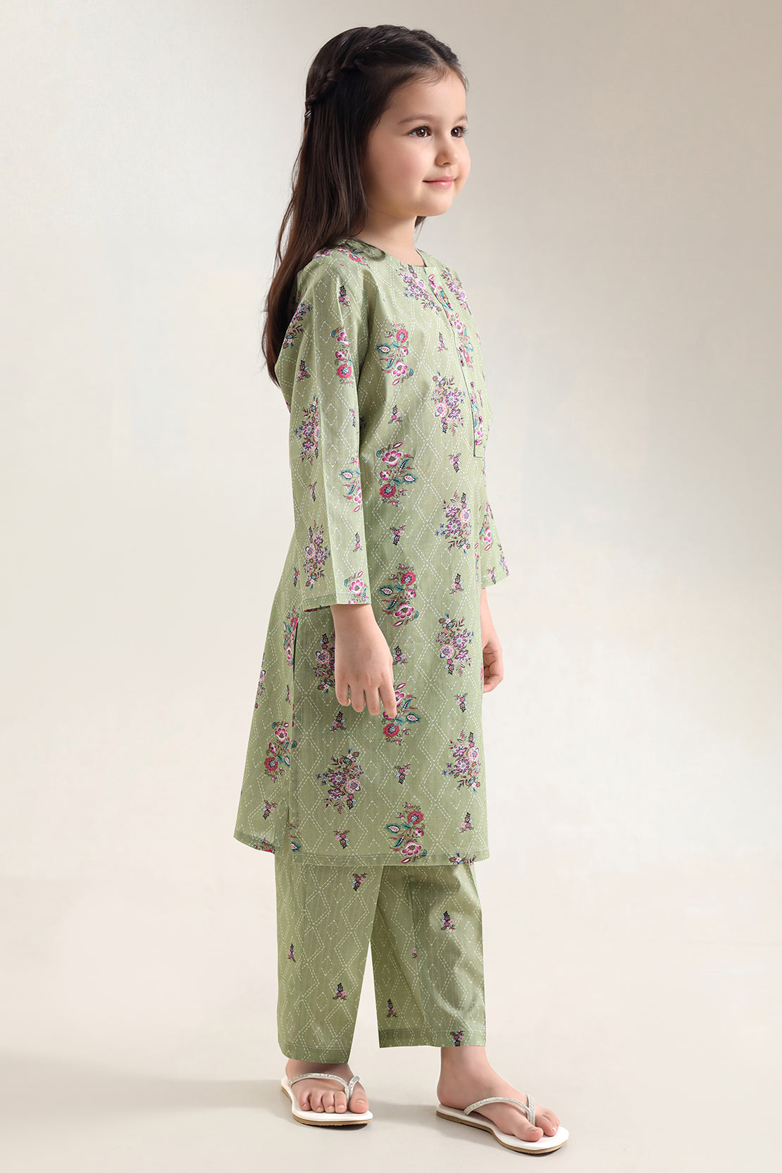 Printed Self Lawn Stitched 2 Piece (Shirt/Trouser) For Kids