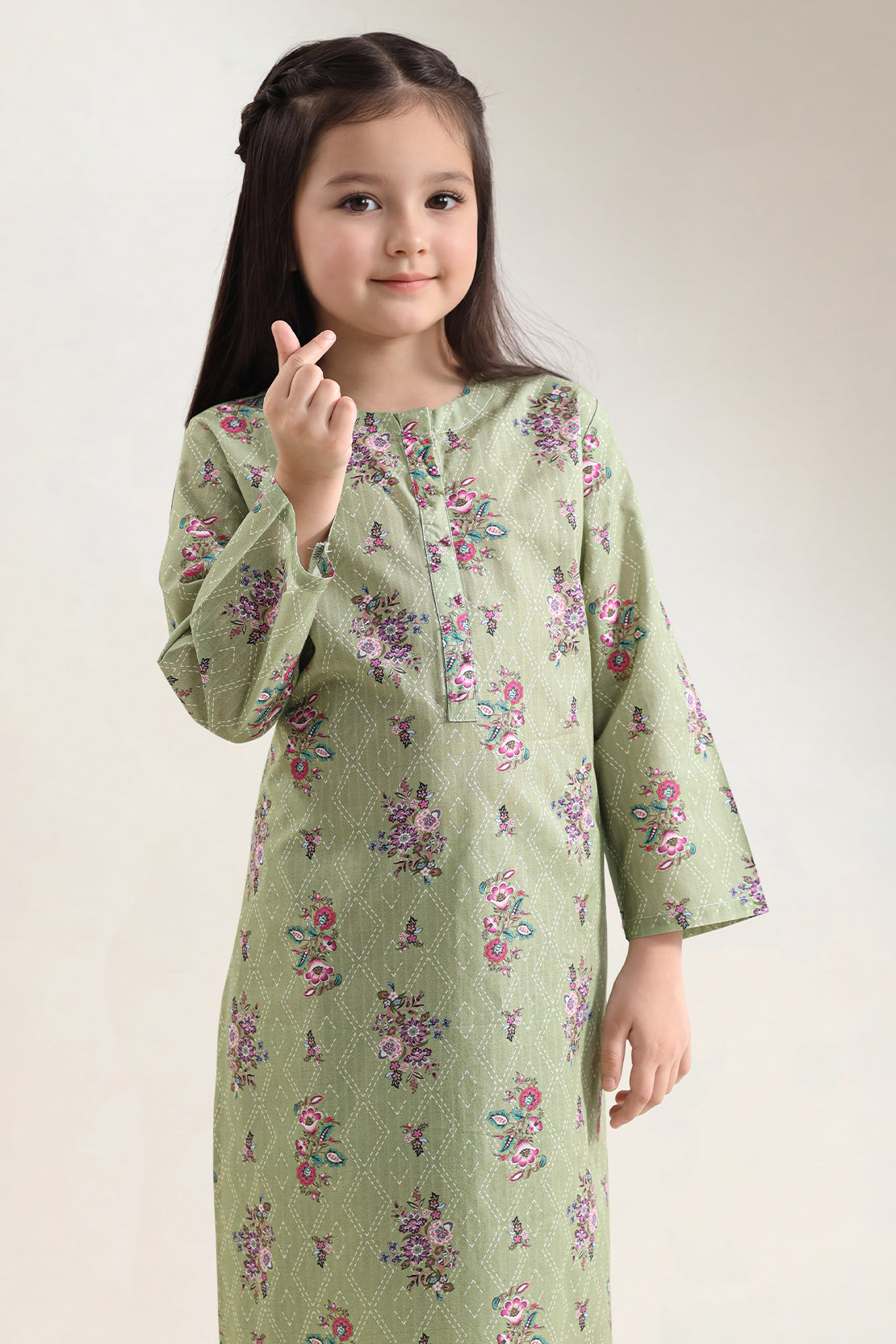 Printed Self Lawn Stitched 2 Piece (Shirt/Trouser) For Kids