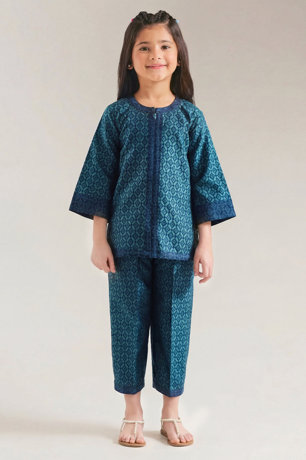 Stitched Cotton Jacquard 2 Piece (Shirt/trouser) For Kids