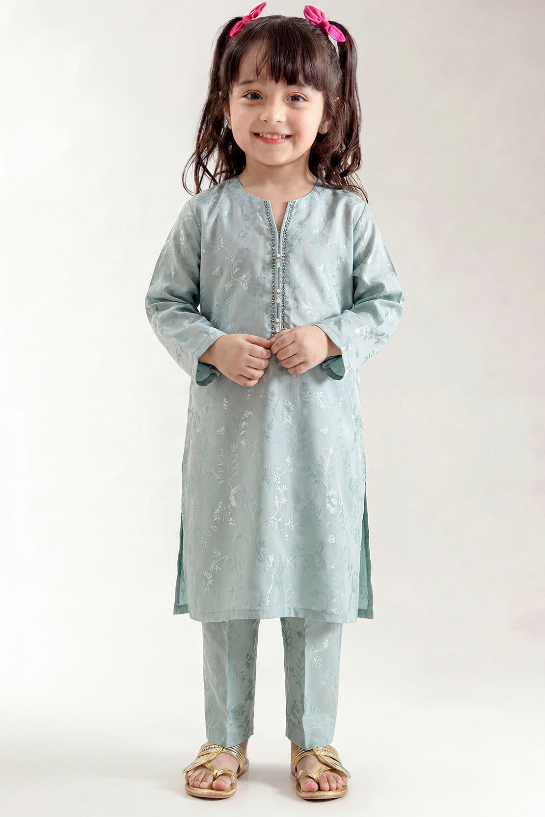 Stitched Cotton Jacquard 2 Piece (Shirt/trouser) For Kids