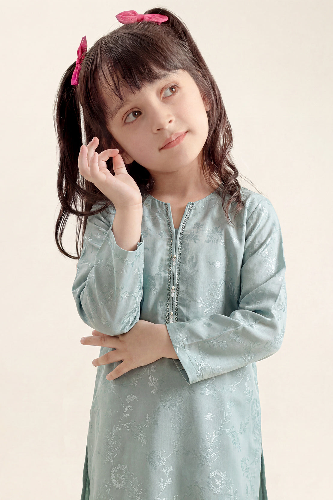 Stitched Cotton Jacquard 2 Piece (Shirt/trouser) For Kids