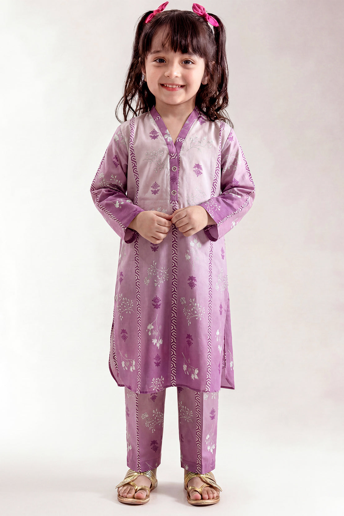 Printed Cambric Stitched 2 Piece (Shirt/Trouser) For Kids