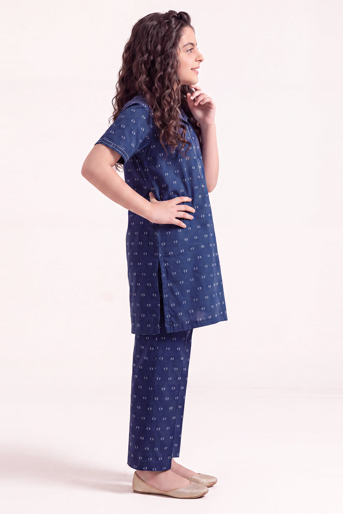 Stitched Cotton Jacquard 2 Piece (Shirt/trouser) For Kids