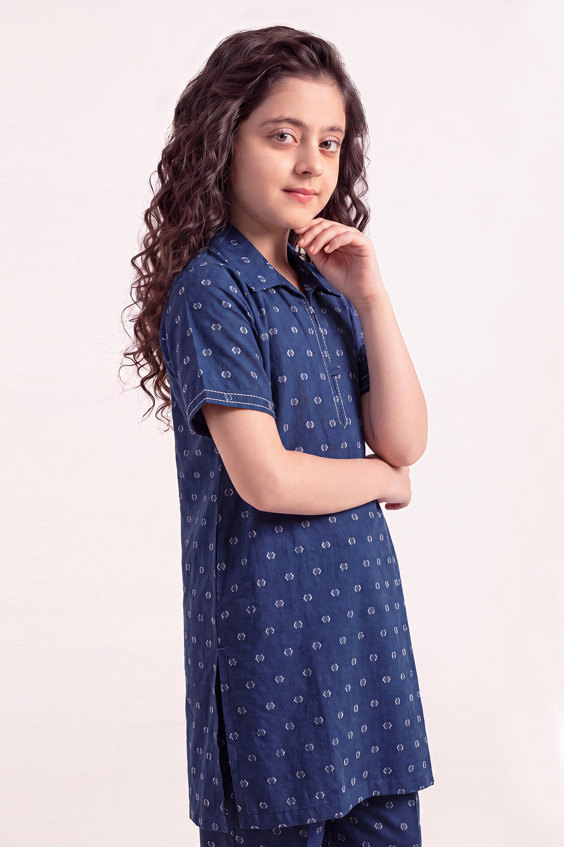 Stitched Cotton Jacquard 2 Piece (Shirt/trouser) For Kids
