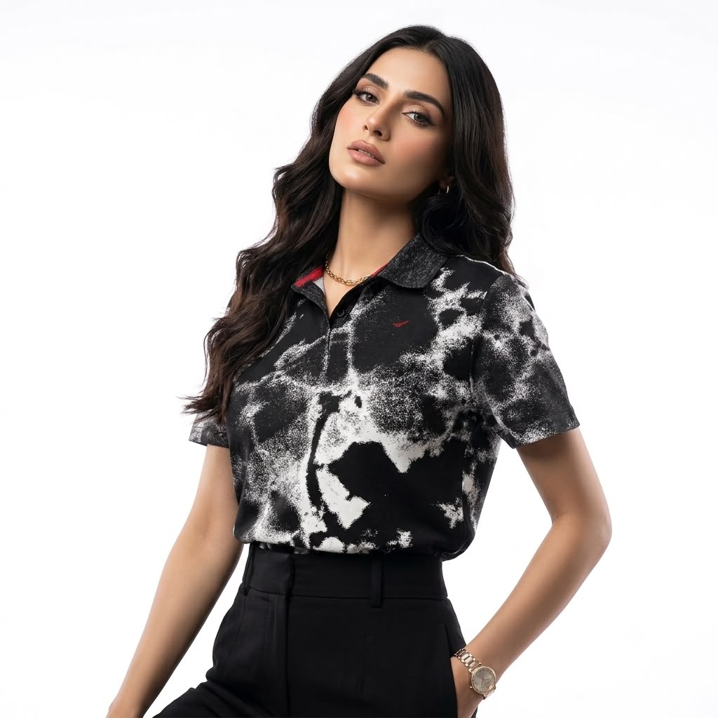 Tie & Dye Black Polo Shirt