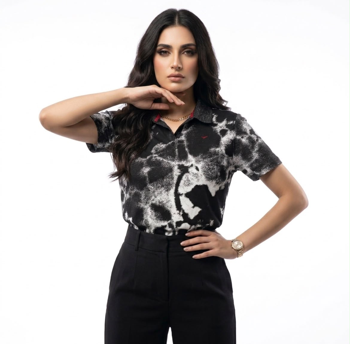Tie & Dye Black Polo Shirt