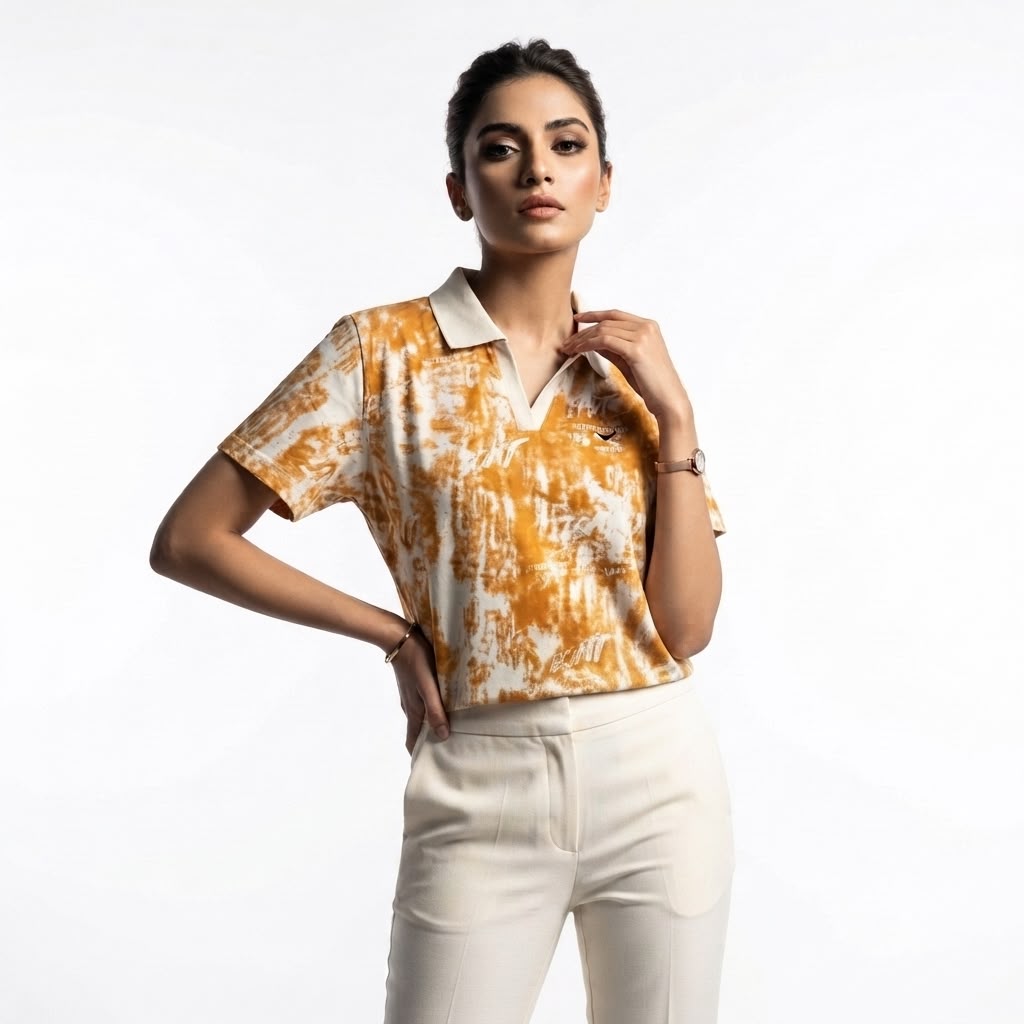 Tie & Dye Mustard Polo Shirt