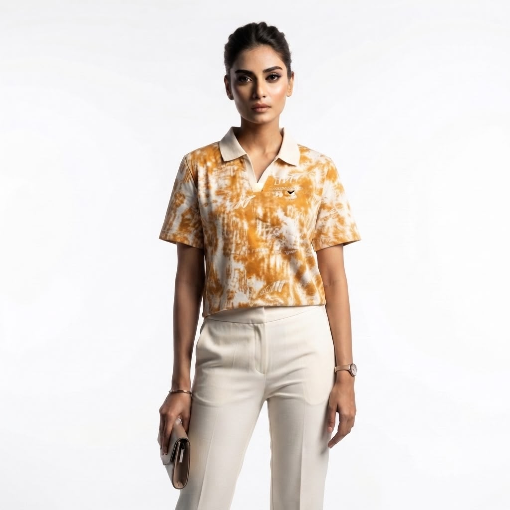 Tie & Dye Mustard Polo Shirt