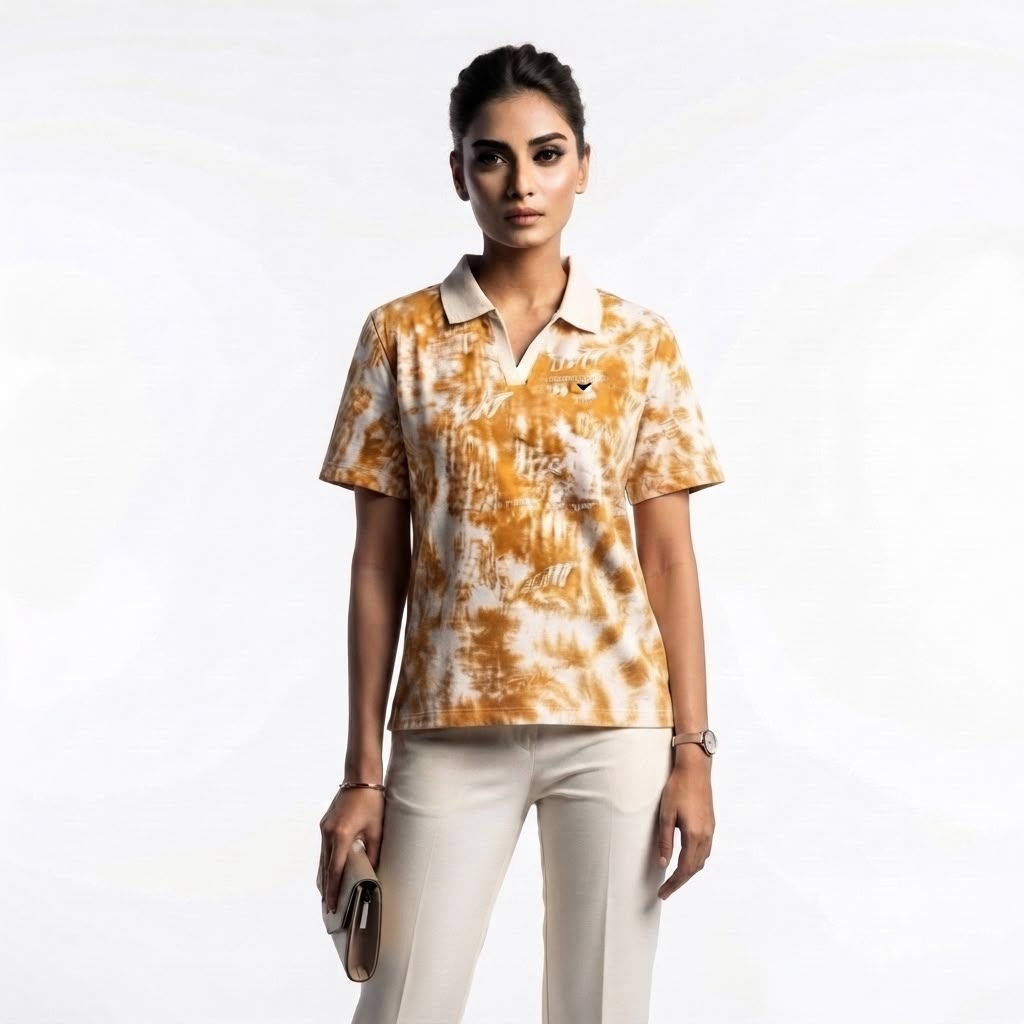 Tie & Dye Mustard Polo Shirt