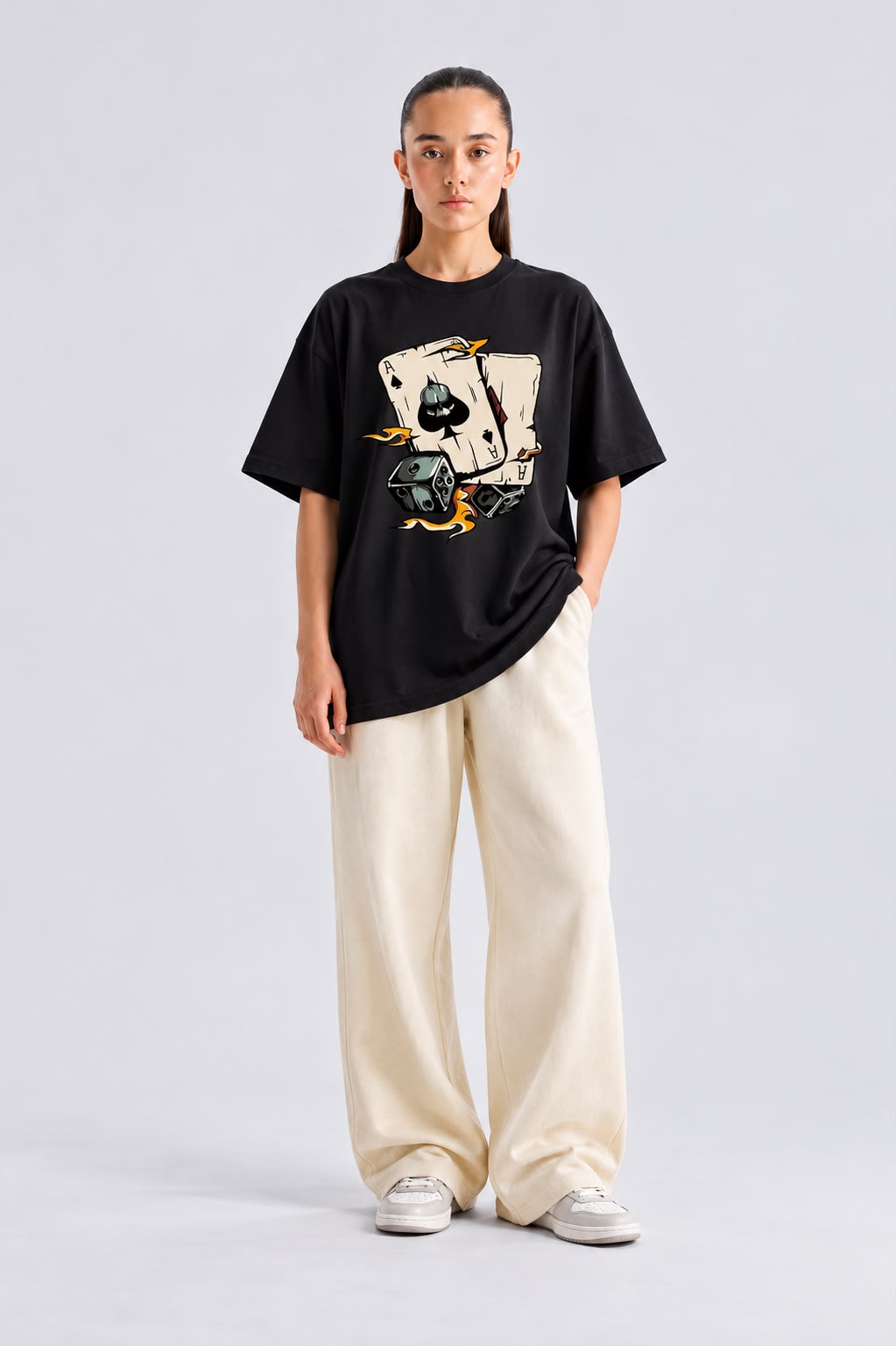Ace Print Graphic Oversized T-Shirt