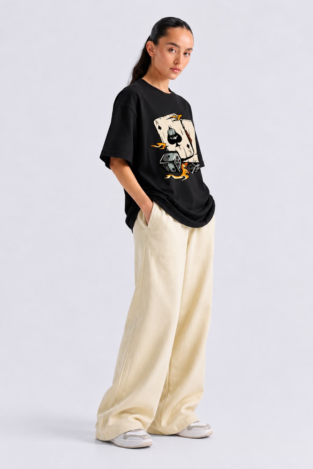 Ace Print Graphic Oversized T-Shirt
