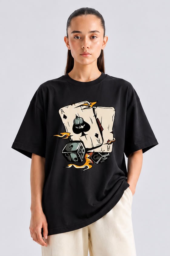 Ace Print Graphic Oversized T-Shirt