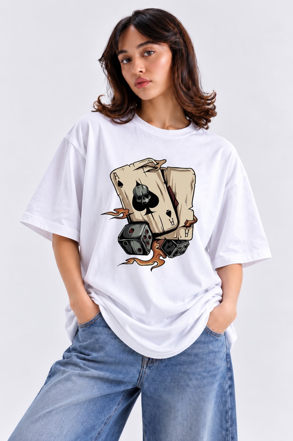 Ace Print Graphic Oversized T-Shirt