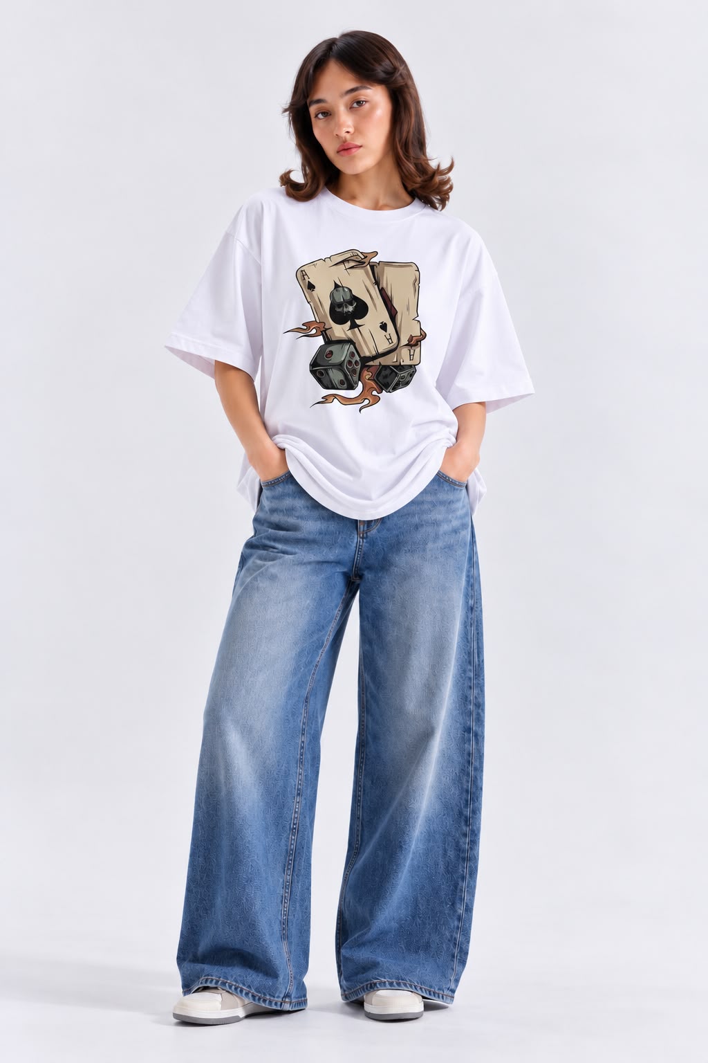 Ace Print Graphic Oversized T-Shirt