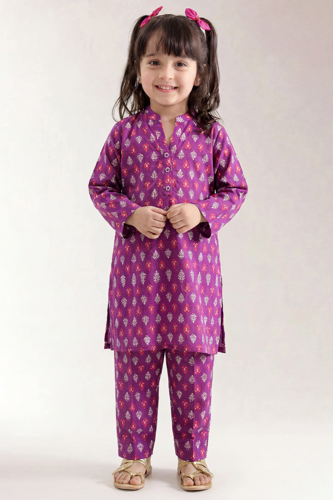 Printed Cambric Stitched 2 Piece (Shirt/Trouser) For Kids