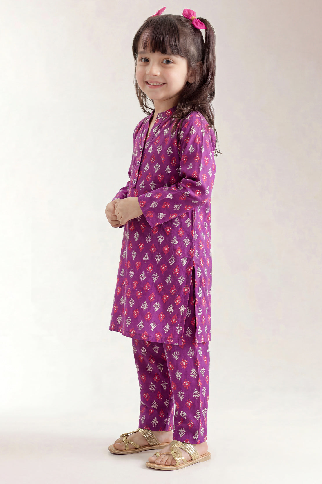 Printed Cambric Stitched 2 Piece (Shirt/Trouser) For Kids