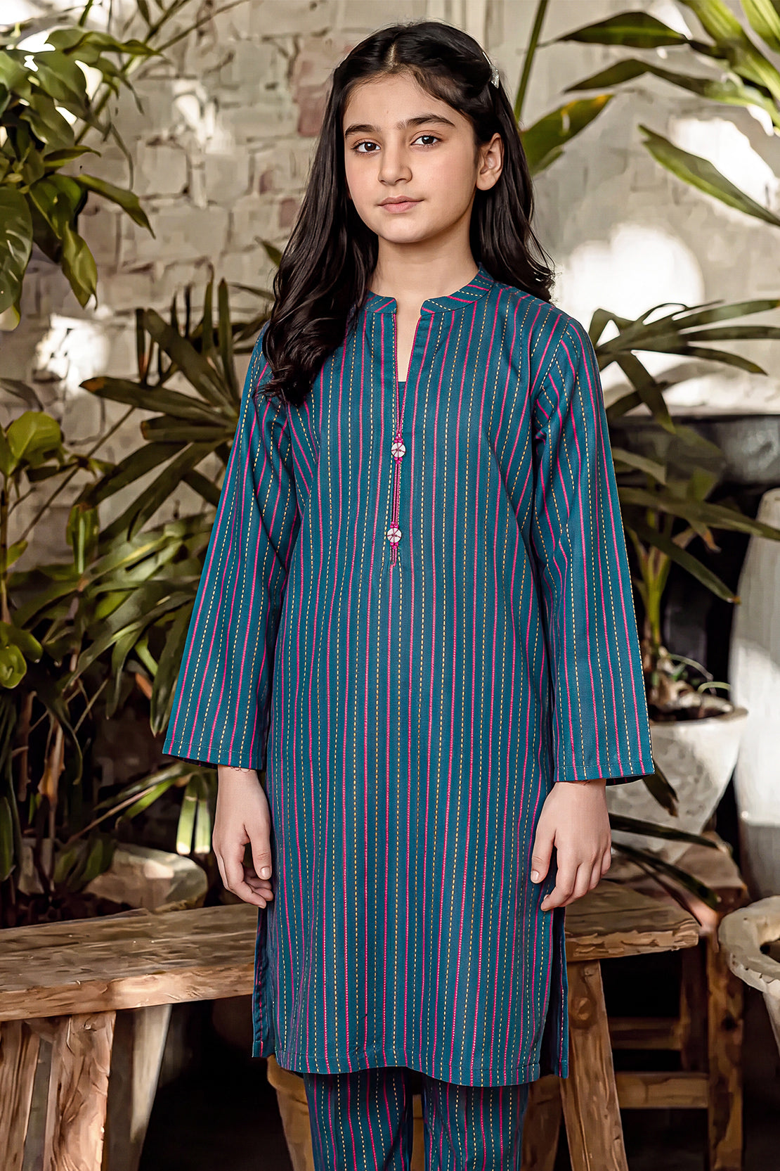 Stitched Cotton Jacquard 2 Piece (Shirt/trouser) For Kids