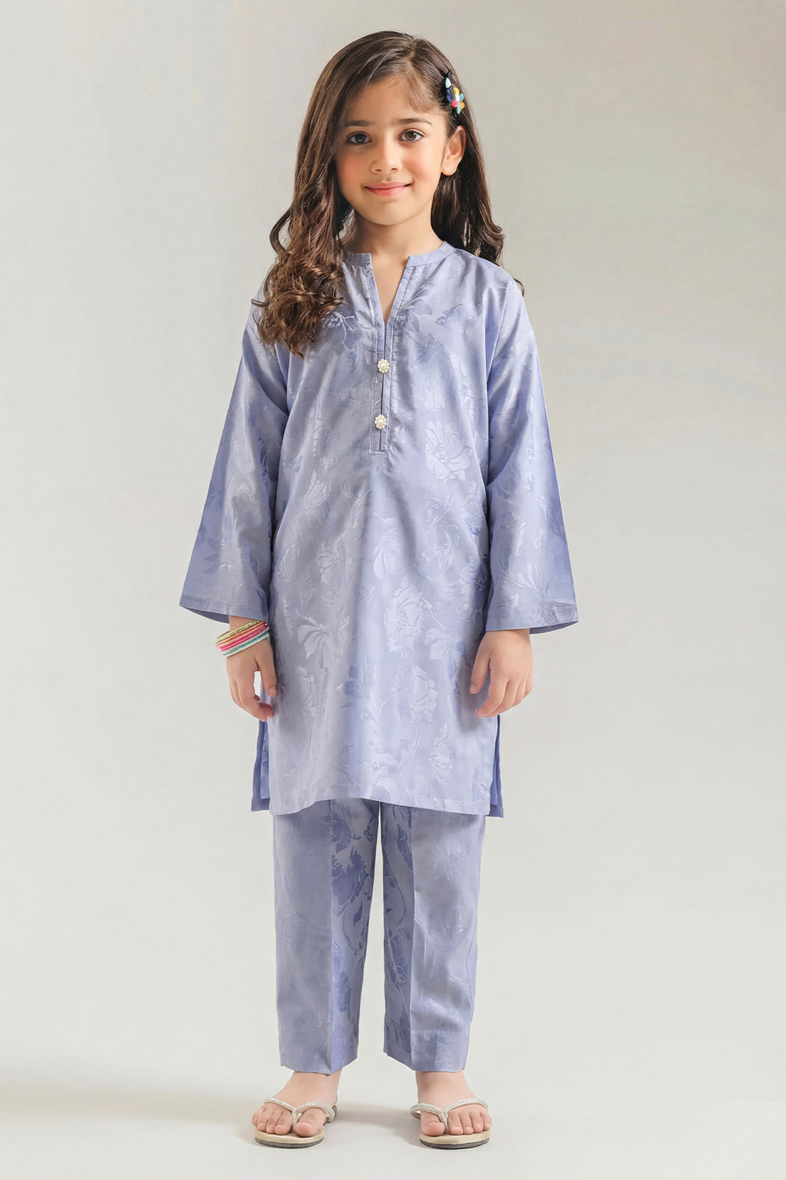 Stitched Cotton Jacquard 2 Piece (Shirt/trouser) For Kids